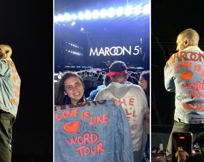 Fã de Maroon 5 ganha autógrafo de Adam Levine em show no interior de SP