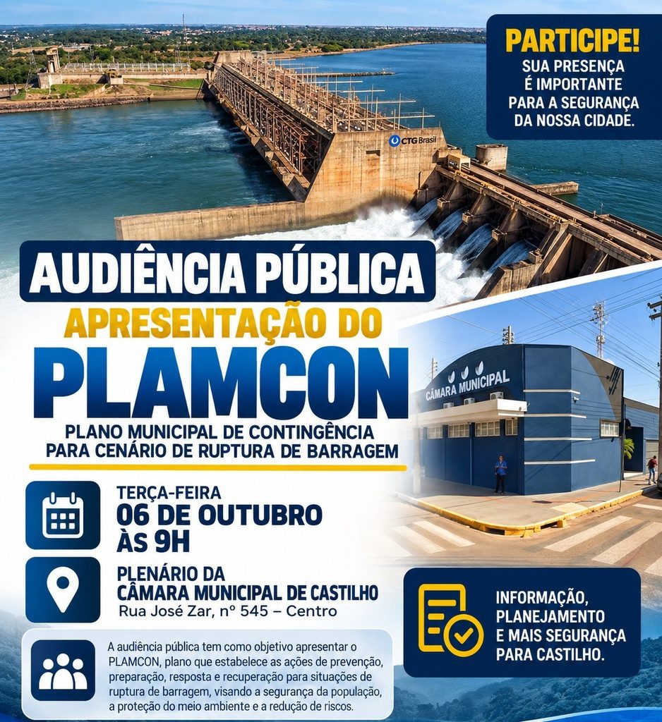 Audiência pública apresenta PLAMCON em Castilho no dia 6