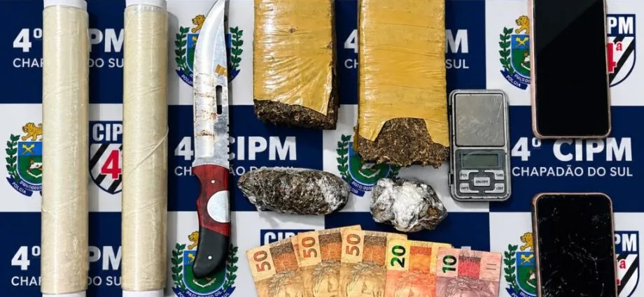 PM prende casal por tráfico de drogas em Chapadão do Sul PM prende casal por tráfico de drogas em Chapadão do Sul