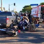 Motociclista fica ferido em acidente com caminhonete em Três Lagoas
