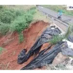 Desabamento de talude interdita alça da SP-294 em Marília